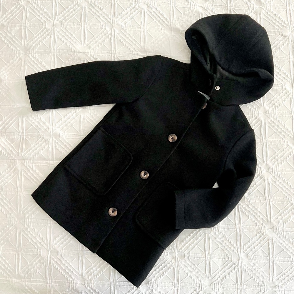 Old Navy Girls Hooded Wool Jacket in Black (Size XS/5)